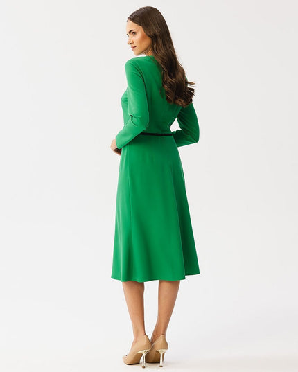 Robe verte élégante ceinture