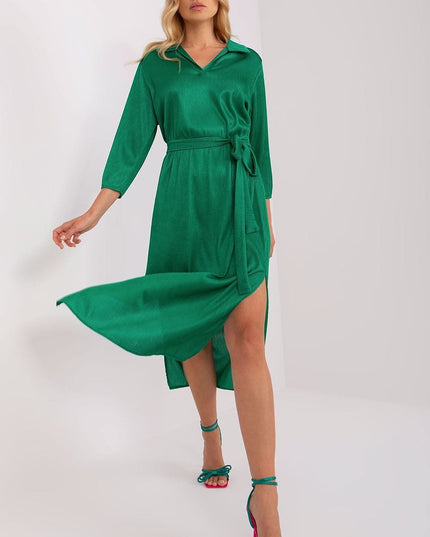 Robe en tissu côtelé verte