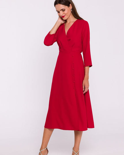 Robe élégante fente boutons violette