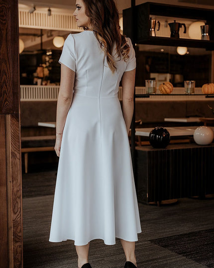 Robe longue bleue manches courtes