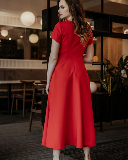 Robe longue bleue manches courtes