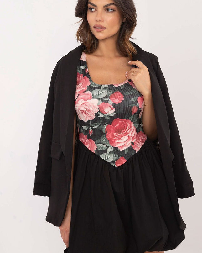 Robe noire florale élégante