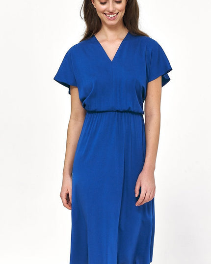 Robe bleue en viscose fluide