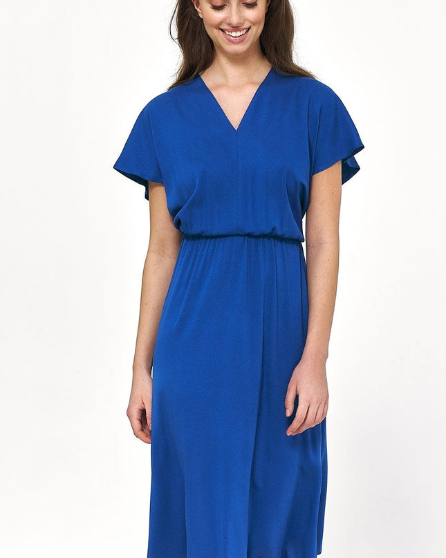 Robe bleue en viscose fluide