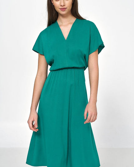 Robe bleue en viscose fluide
