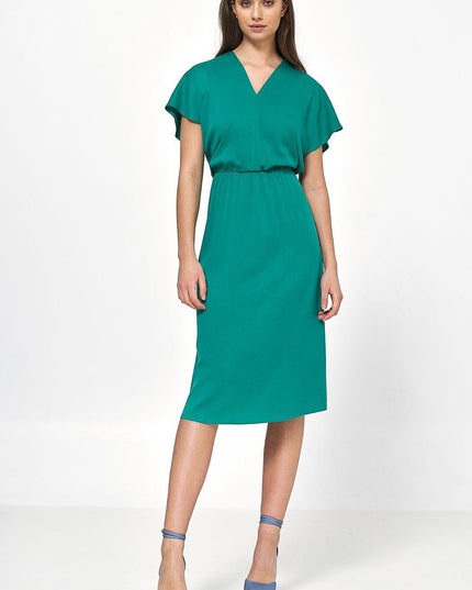 Robe bleue en viscose fluide