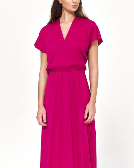 Robe bleue en viscose fluide