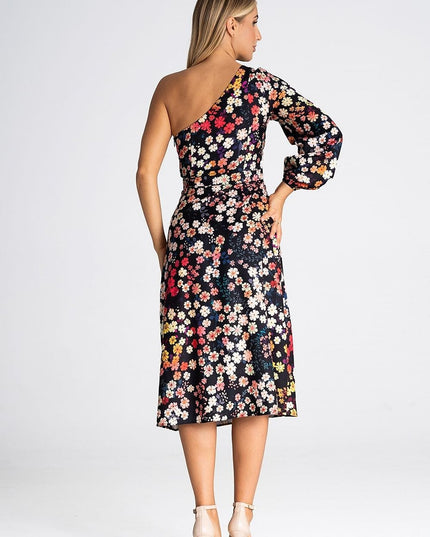 Robe à une épaule imprimée