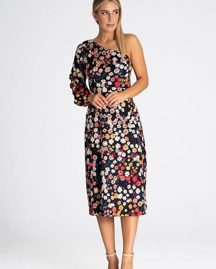 Robe à une épaule imprimée