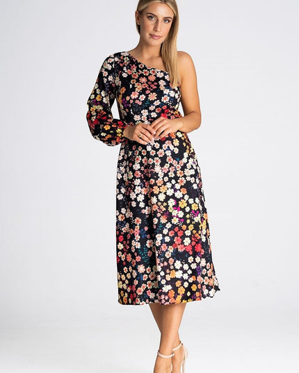Robe à une épaule imprimée