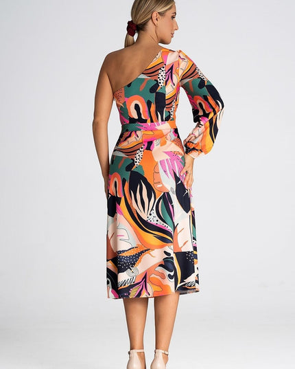 Robe à une épaule imprimée