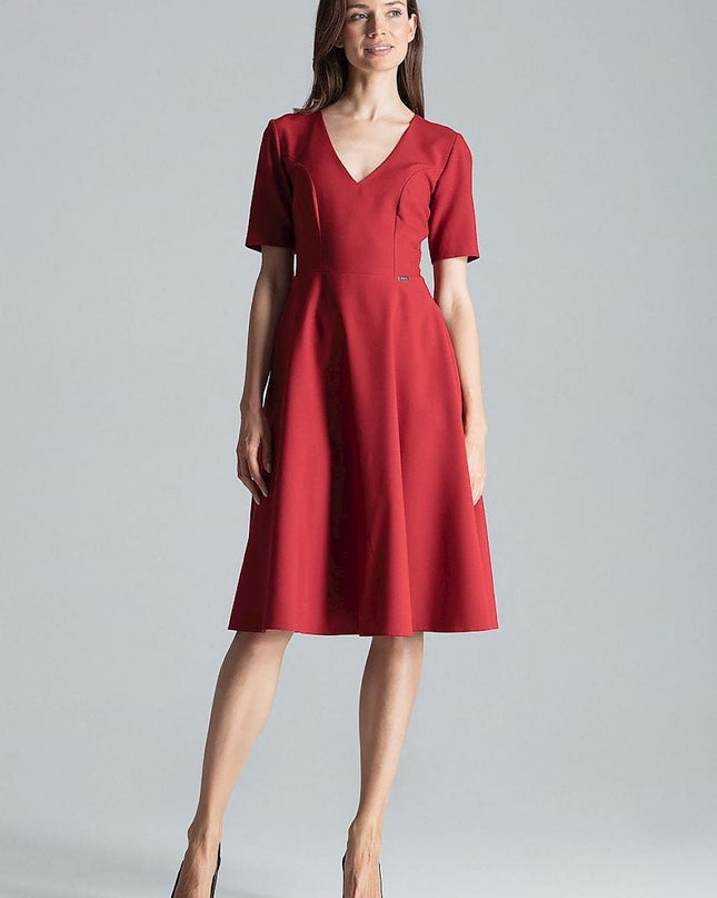 Robe midi bordeaux décolleté cœur