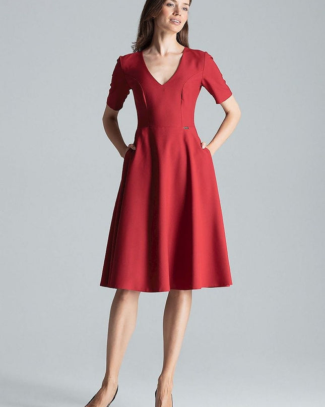 Robe midi bordeaux décolleté cœur