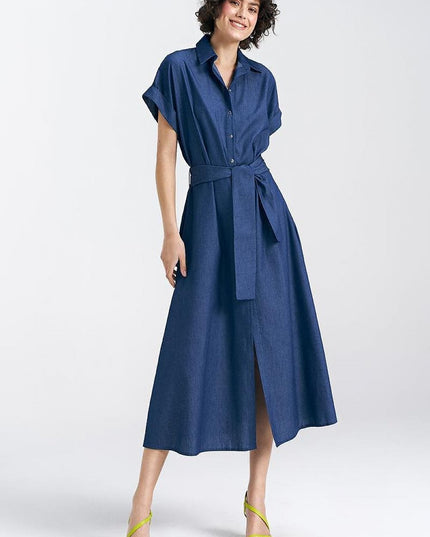Robe midi en denim léger