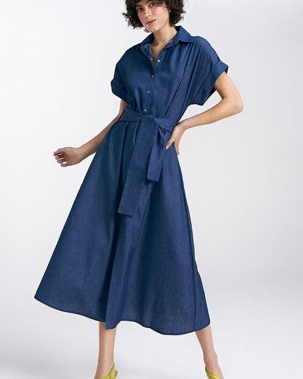 Robe midi en denim léger