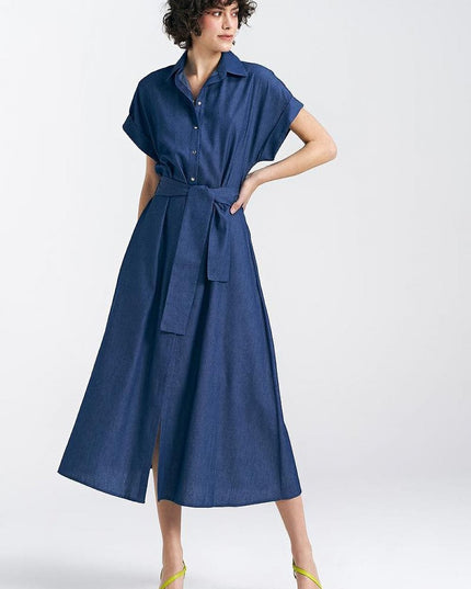Robe midi en denim léger