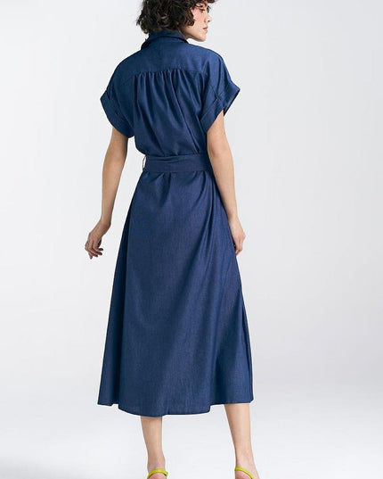Robe midi en denim léger