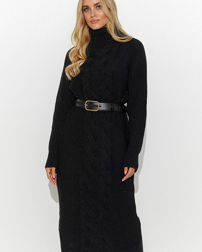 Robe pull noire col roulé