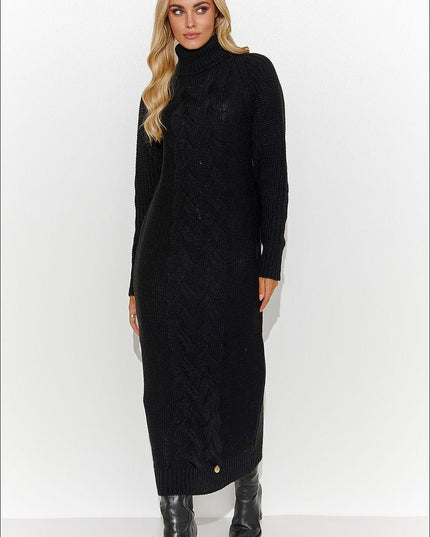 Robe pull noire col roulé