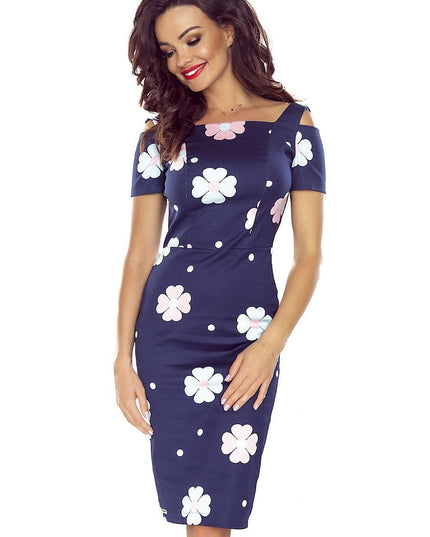 Robe élégante florale rose marine