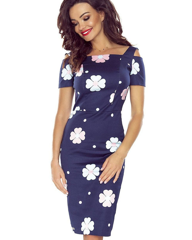 Robe élégante florale rose marine