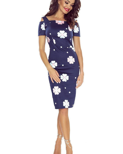 Robe élégante florale rose marine