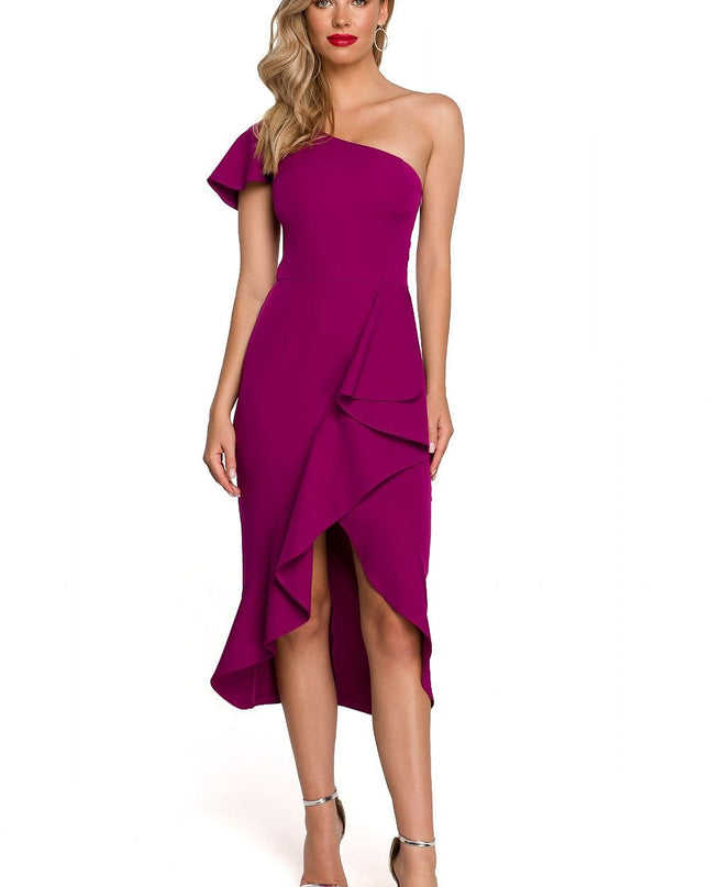 Robe asymĂ©trique Ă©lĂ©gante fuchsia