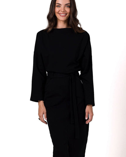 Robe midi élégante à ceinture