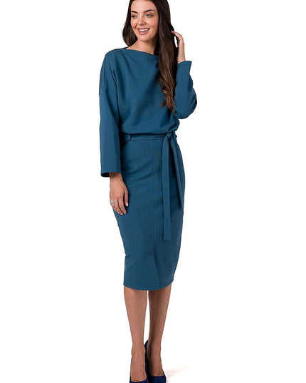 Robe midi élégante à ceinture