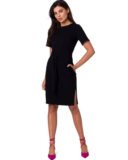 Robe verte en coton avec ceinture