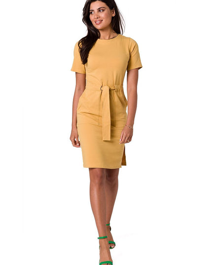 Robe verte en coton avec ceinture