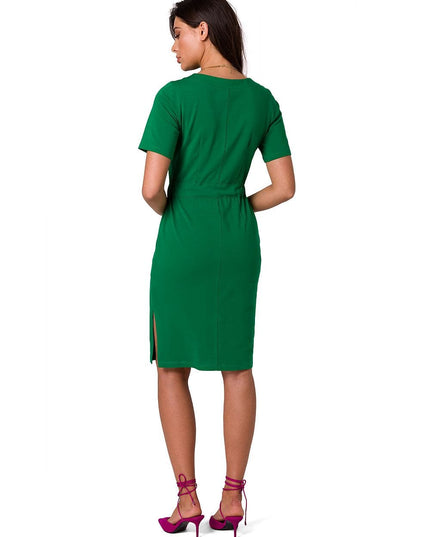 Robe verte en coton avec ceinture