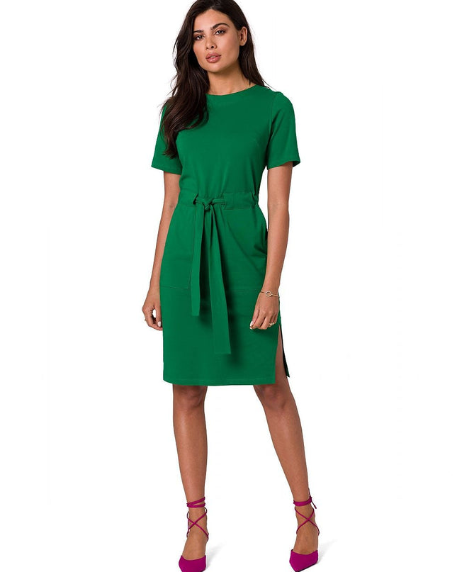 Robe verte en coton avec ceinture