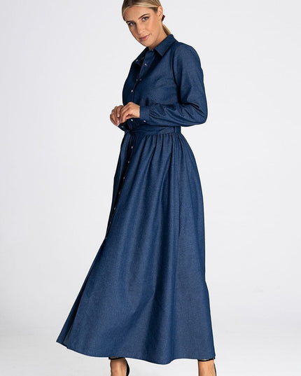 Robe denim chemise ceinturée