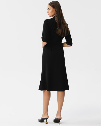 Robe verte élégante col montant