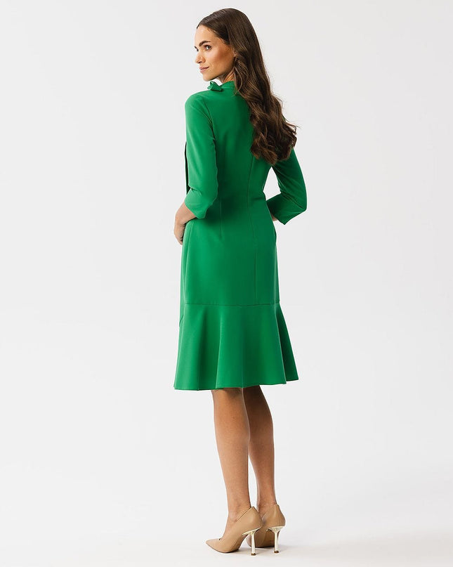 Robe verte élégante col montant