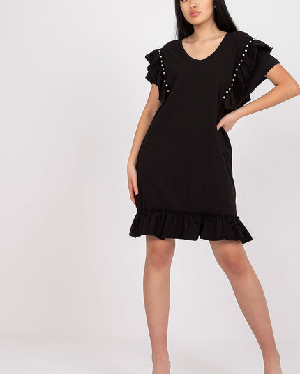 Robe droite corail à volants
