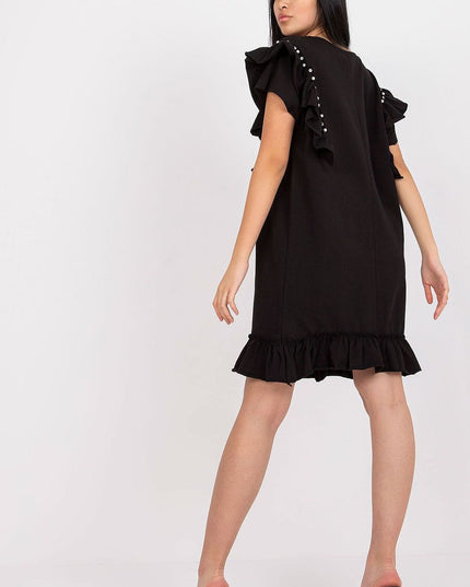 Robe droite corail à volants