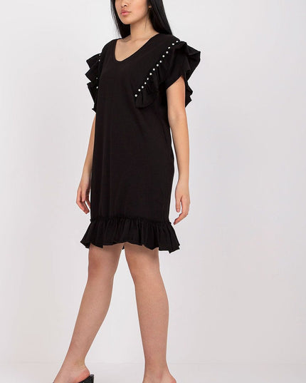 Robe droite corail à volants