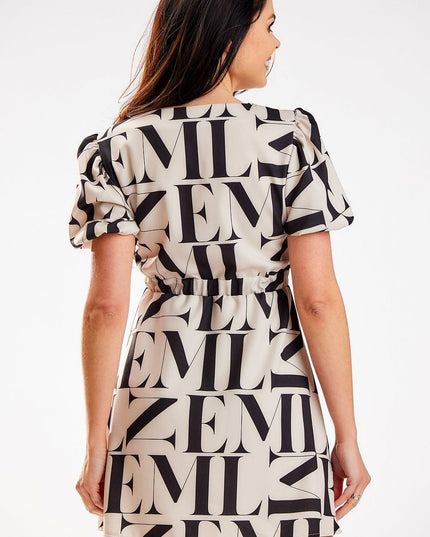 Robe mini beige motifs lettres