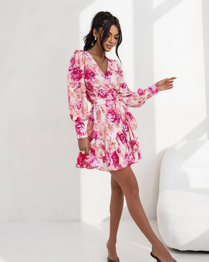 Robe fleurie rose et orange