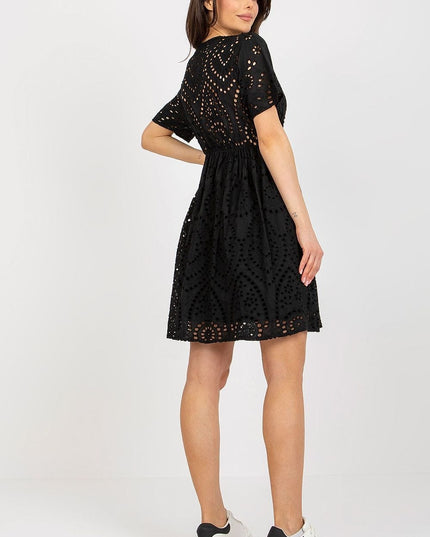 Robe ajourée en coton noire