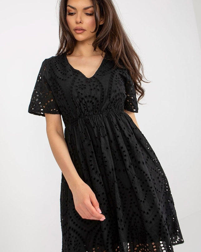 Robe ajourée en coton noire