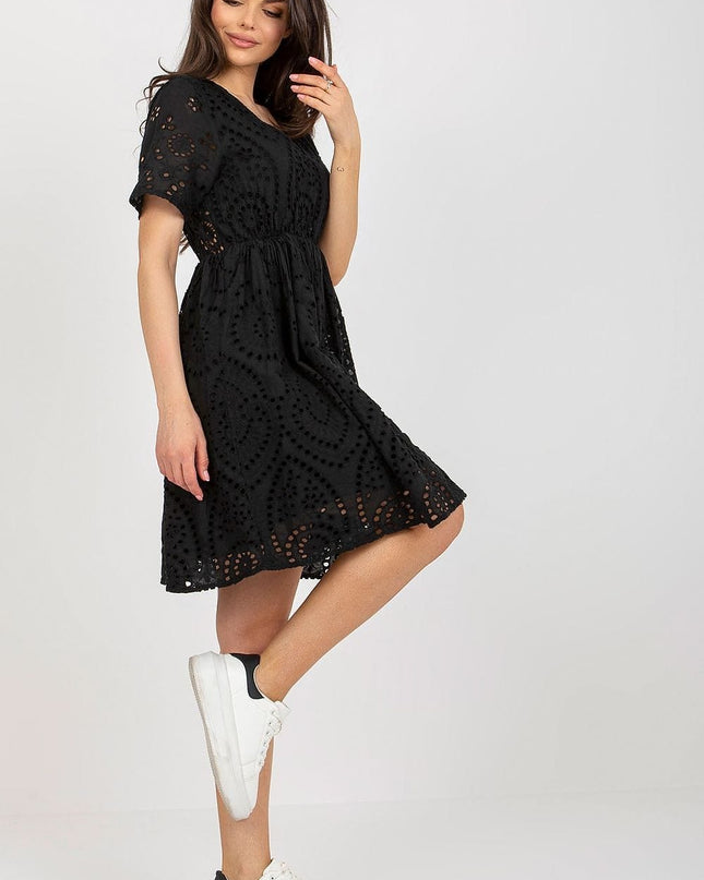 Robe ajourée en coton noire