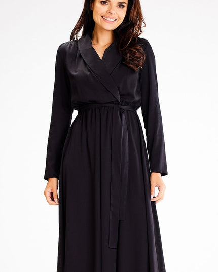 Robe verte col châle élégante