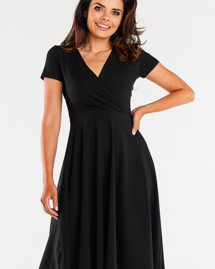 Robe midi encolure enveloppante