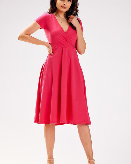 Robe midi encolure enveloppante