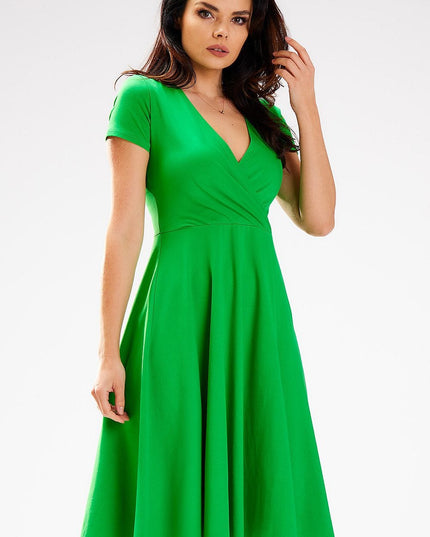 Robe midi encolure enveloppante