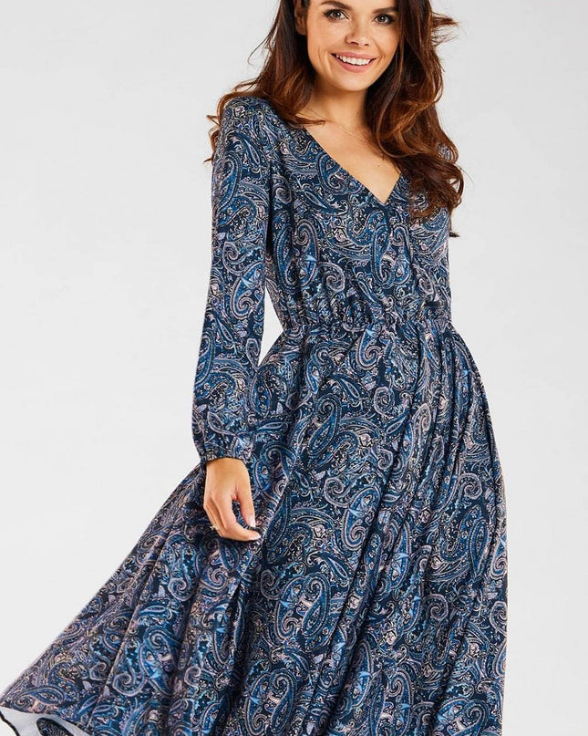 Robe midi encolure enveloppante