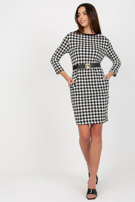 Robe crayon à motif pied-de-poule